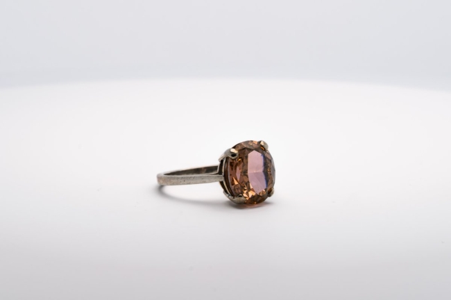 Bague Zircon Orange de Synthèse Taille Ovale 12 x 10 mm