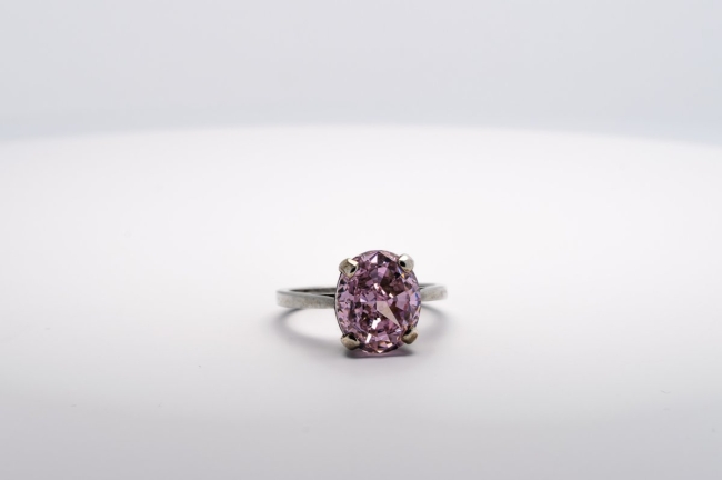 Bague Zircon Rose de Synthèse Taille Ovale 12 x 10 mm