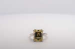 Bague Zircon Jaune de Synthèse Taille Emeraude 12 x 10 mm