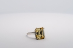 Bague Zircon Jaune de Synthèse Taille Emeraude 12 x 10 mm