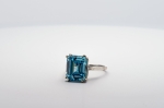 Bague Zircon Bleu de Synthèse Taille Emeraude 12 x 10 mm