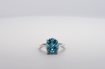 Bague Zircon Bleu de Synthèse Taille Ovale 12 x 10 mm