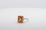 Bague Zircon Orange de Synthèse Taille Emeraude 12 x 10 mm